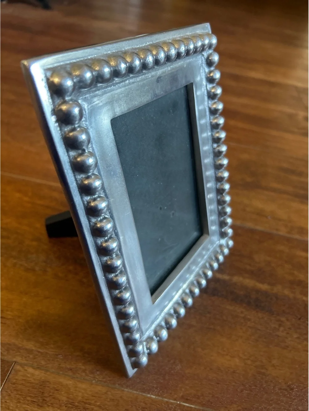 Vintage Silver Beaded Tabletop Picture Frame